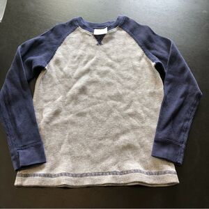 Hanna Andersson Thermal Waffle Knit Shirt‎ Boys 8 Gray Blue Long Sleeve